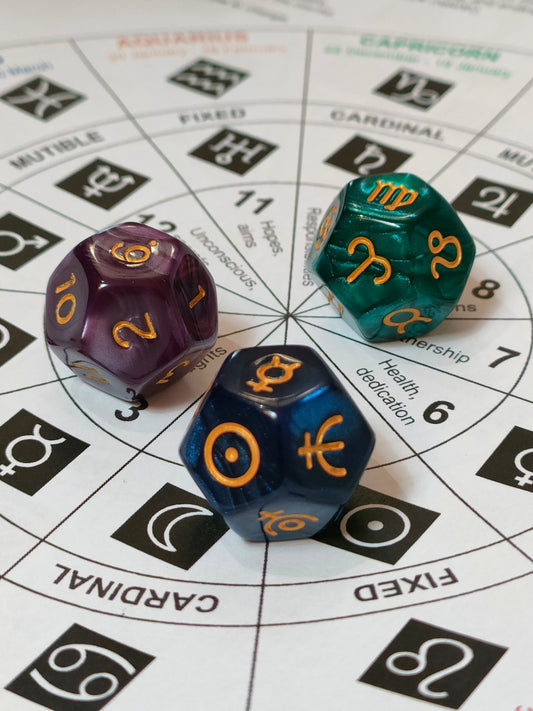 Astrology Dice with Guide & Archetypal Chart
