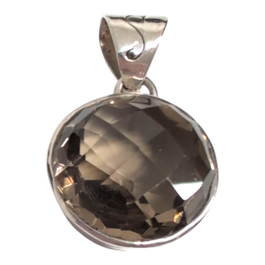 Smokey Qtz Round Faceted Pendant - Absolutely Stunning