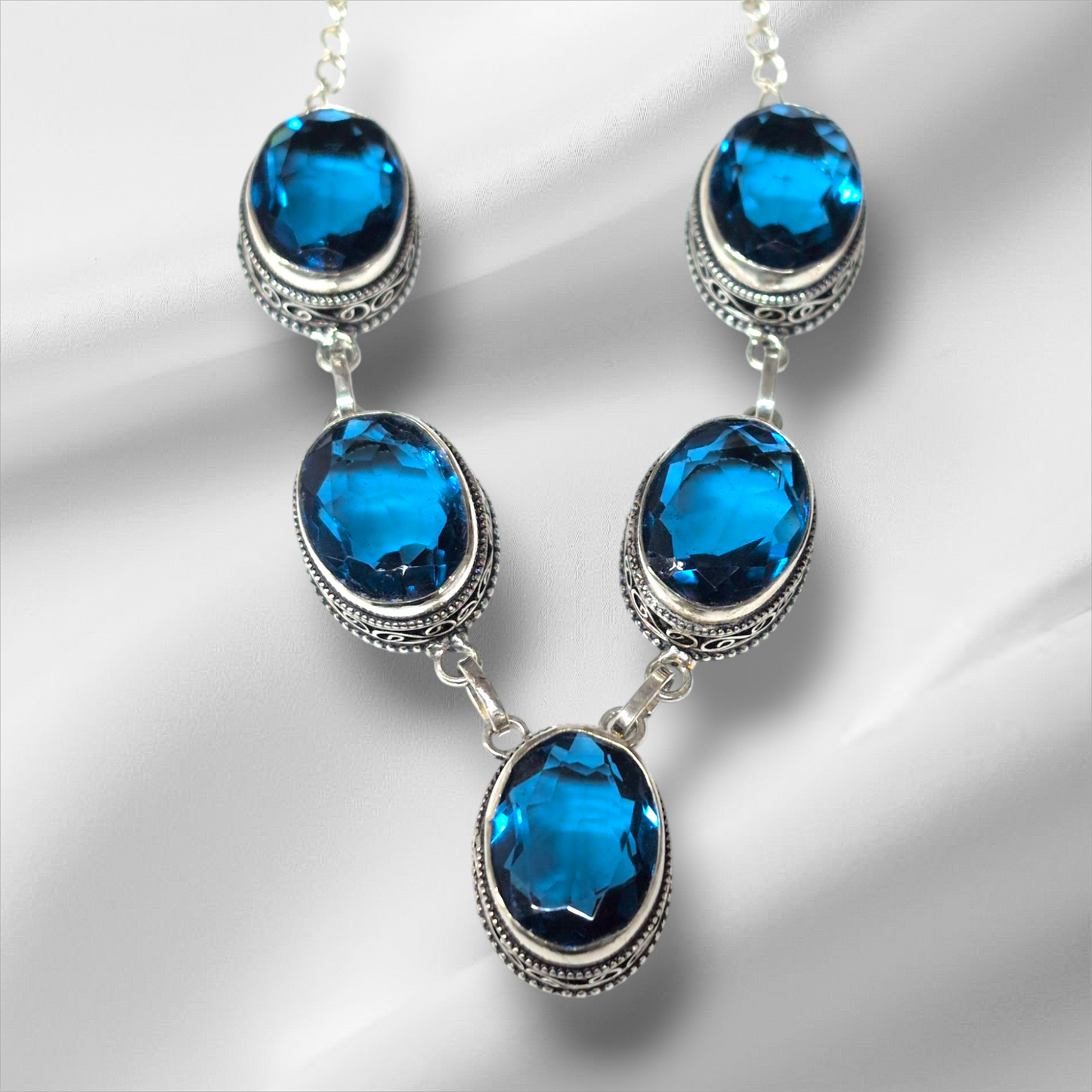 Blue Topaz and 925 Sterling Silver Necklace - HALF PRICE
