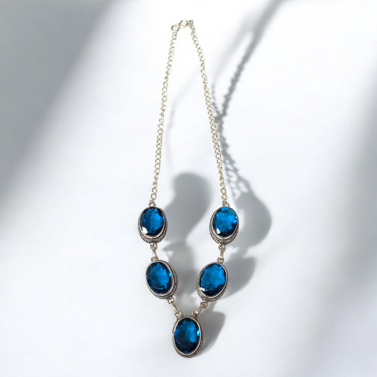 Blue Topaz and 925 Sterling Silver Necklace - HALF PRICE