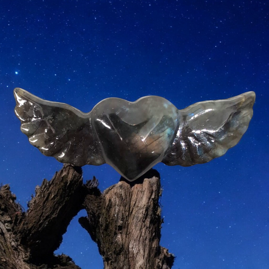 Labradorite Winged Hearts