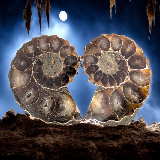 Pair of Polished Fossil Ammonites