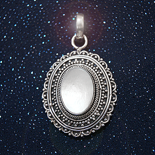 Mother Of Pearl Large Ornate Pendate 51 x 29 mm Solid 925 Sterling Silver