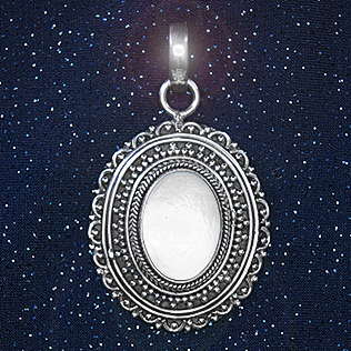 Mother Of Pearl Large Ornate Pendate 51 x 29 mm Solid 925 Sterling Silver