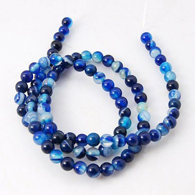 Nature Striped Agate/Banded Agate Beads Strand 4mm