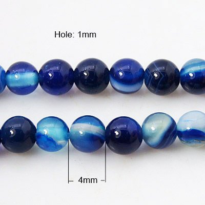 Nature Striped Agate/Banded Agate Beads Strand 4mm