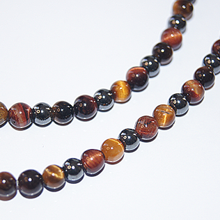 Natural Tiger Iron & Synthetic Hematite Beads Strand 4mm
