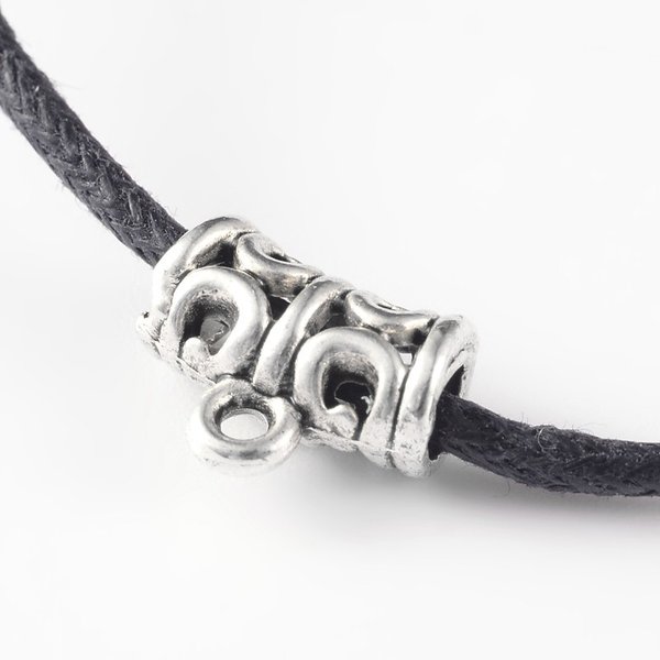 Cord Necklace Adjustable with Antique Silver Bail Hanger
